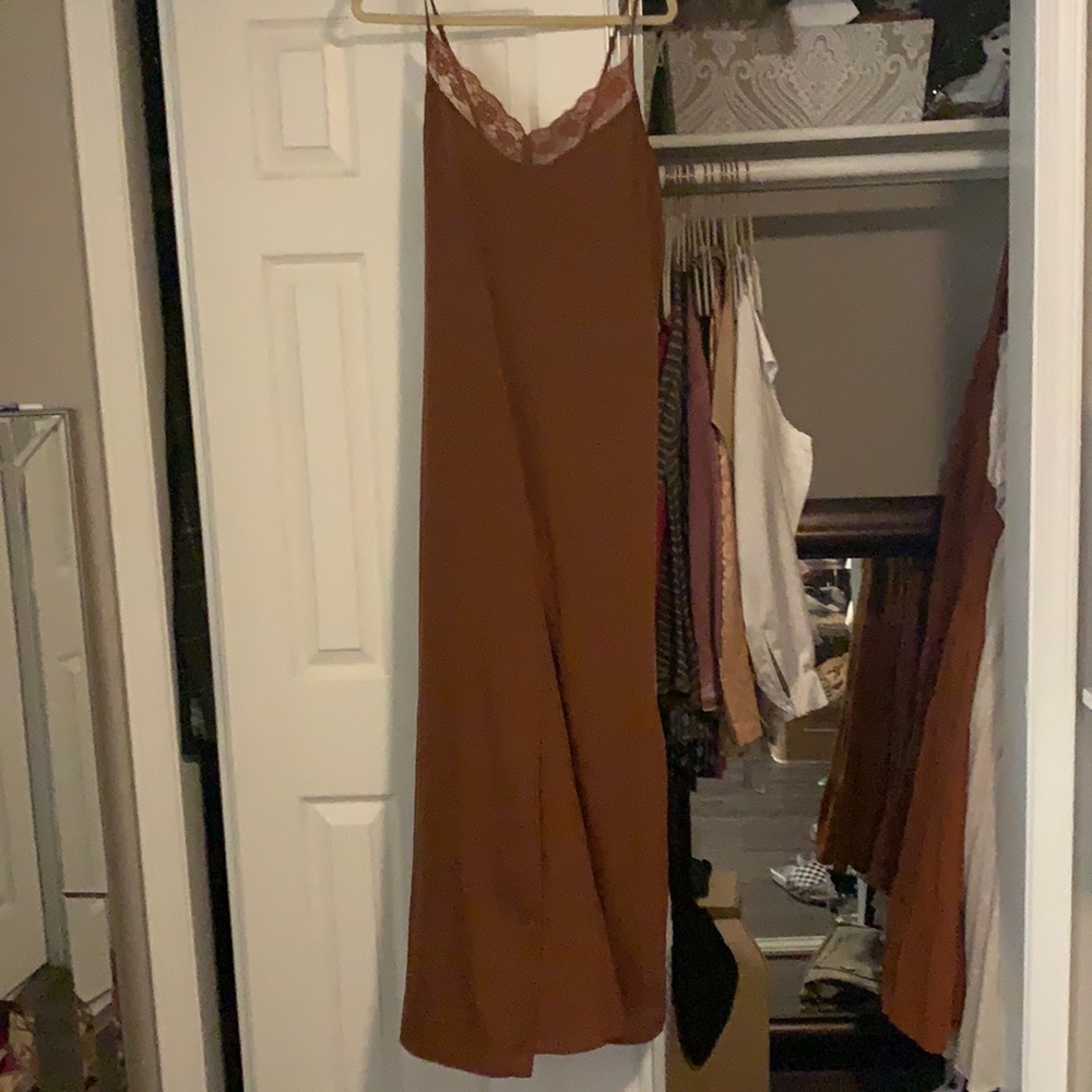 Dark orange maxi slip dress